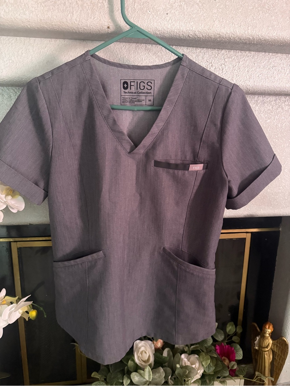 Figs Graphite V-Neck Medical Scrub Top